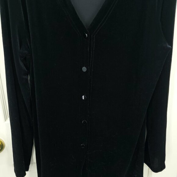 VTG 90s Harve Benard Button Front Velvet Tunic/Mini Dress L Black - Picture 8 of 16